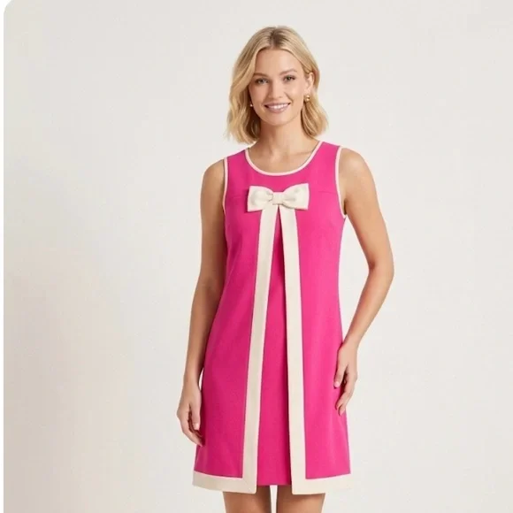 CeCe Hot Pink‎ with white bow Dress size 4 - Picture 3 of 9